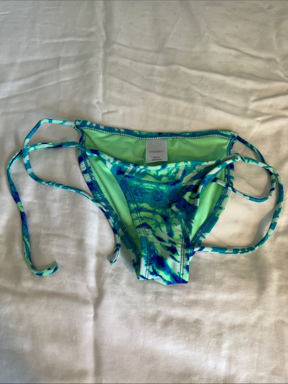 Tie-Dye Bikini Bottom - Tie Closure - Blue Green - XS